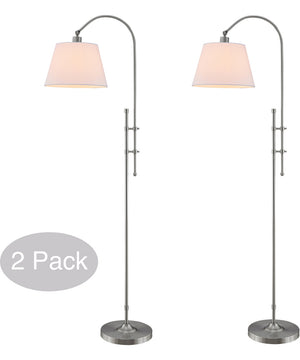 Duane 2-Light 2 Pack-Floor Lamp Brushed Nickel/White Fabric Shade