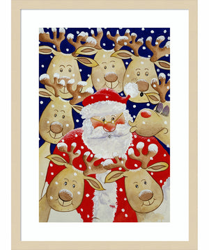 Kiss for Santa by Tony Todd Wood Framed Wall Art Print (19  W x 25  H), Svelte Natural Frame