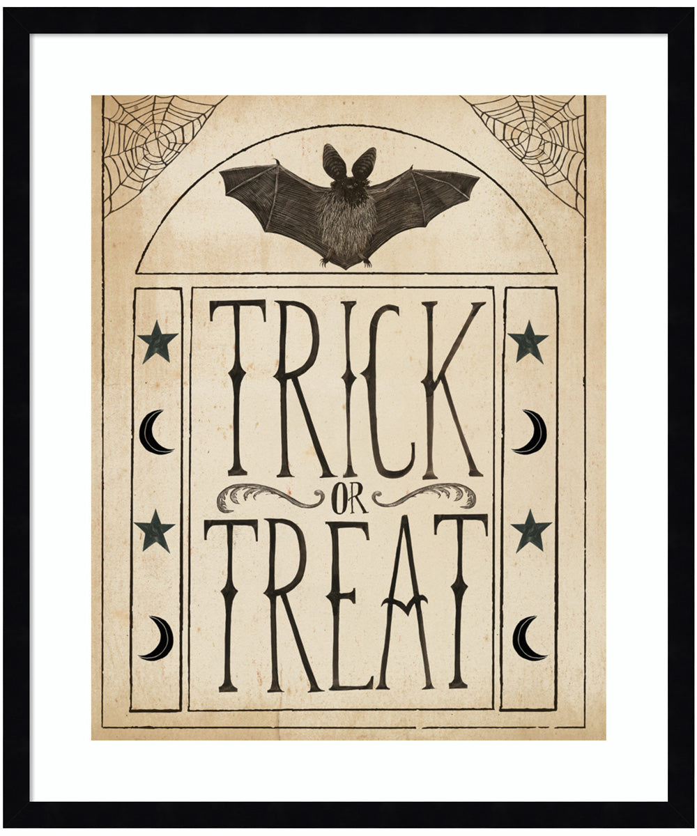 Hocus Pocus IV Stars and Bat by Sara Zieve Miller Wood Framed Wall Art Print (21  W x 25  H), Svelte Noir Black Frame