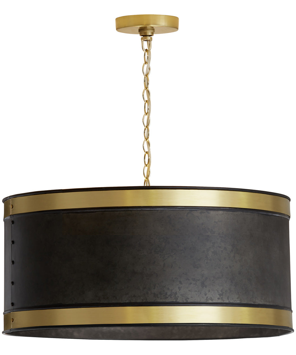 4-Light Pendant In Galvanized Black And True Brass