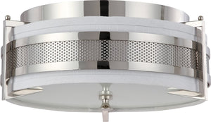 16"W Diesel 3-Light Close-to-Ceiling Polished Nickel