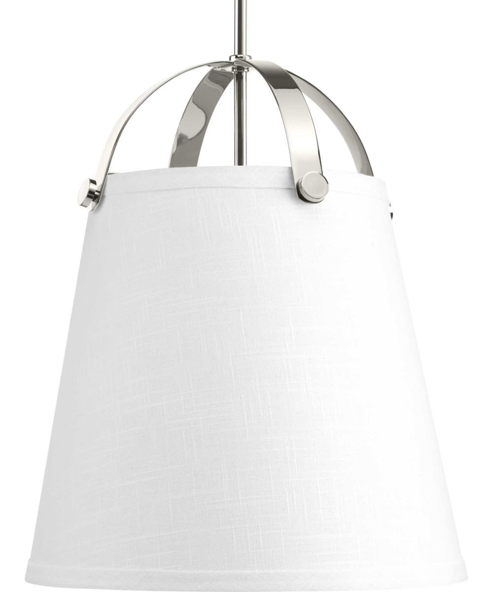 Galley 2-Light Linen Shade Coastal Pendant Light Polished Nickel