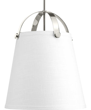 Galley 2-Light Linen Shade Coastal Pendant Light Polished Nickel