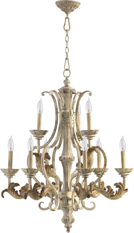 28"W Florence 9-Light Chandelier Pachment White