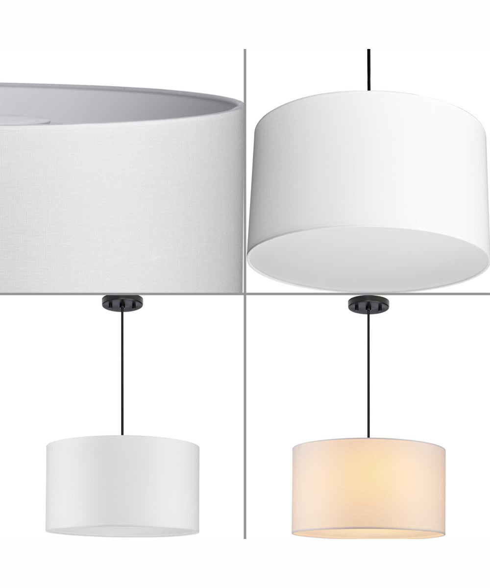 Markor 1-Light White Linen Shade Transitional Pendant Brushed Nickel;Matte Black;Vintage Brass