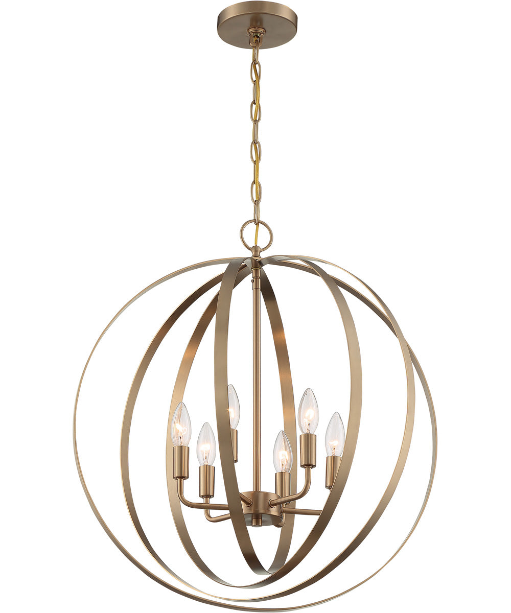 22"W Pendleton 6-Light Pendant Burnished Brass