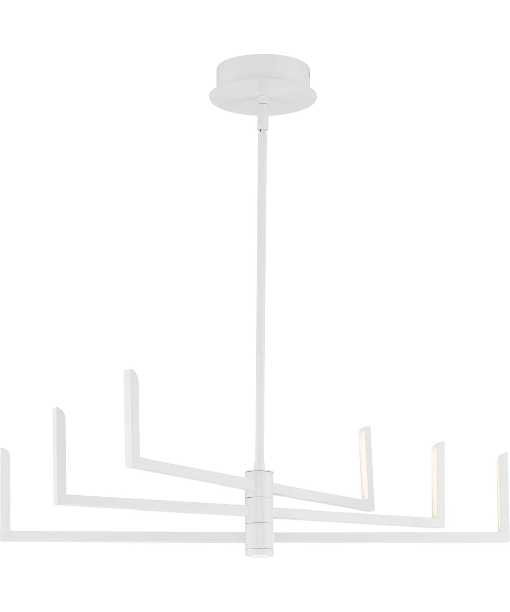 Pivot LED 6-Light Modern Style Chandelier with Downlight Satin White