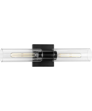 Clarion 2-Light Clear Glass Modern Style Bath Vanity Wall Light Matte Black