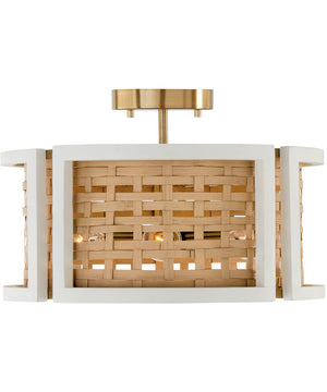 Lola 4-Light Dual-Mount Semi-Flush/Pendant Mount In Flat White and Matte Brass