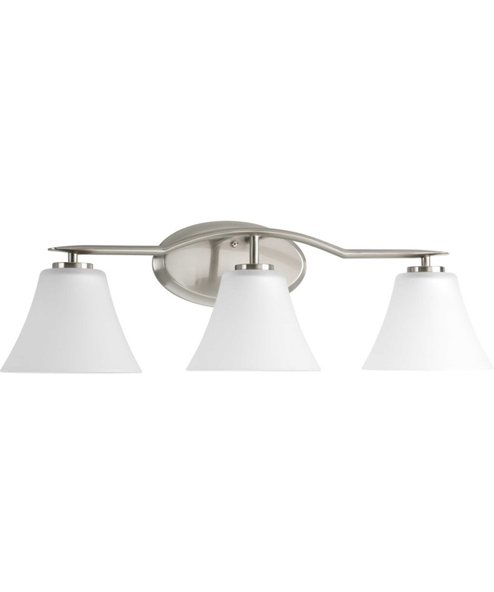 Bravo 3-Light Etched Glass Modern Bath Vanity Light Brushed Nickel