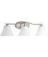 Bravo 3-Light Etched Glass Modern Bath Vanity Light Brushed Nickel