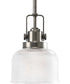 Archie 1-Light Double Prismatic Glass Coastal Mini-Pendant Light Antique Nickel