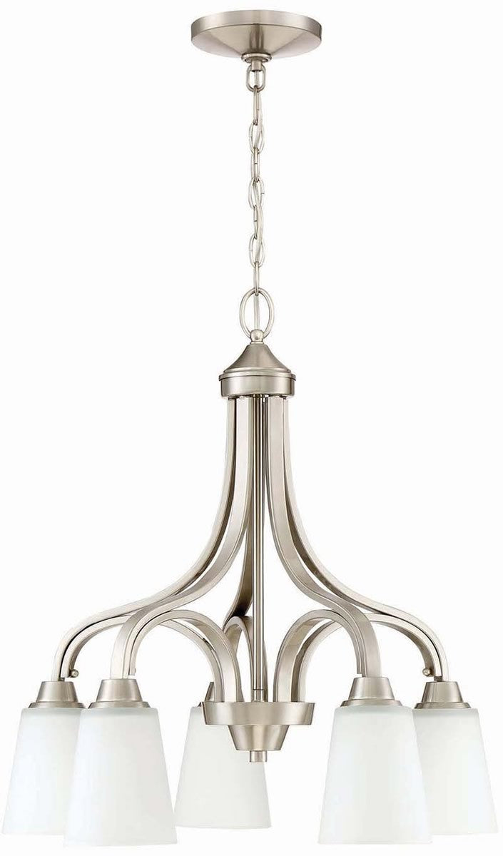 24"W Grace 5-Light Down Chandelier Brushed Polished Nickel