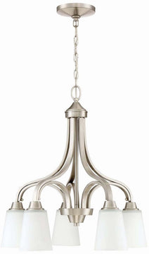 24"W Grace 5-Light Down Chandelier Brushed Polished Nickel