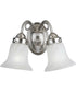 Bedford 2-Light Etched Alabaster Glass Traditional Bath Vanity Light Brushed Nickel