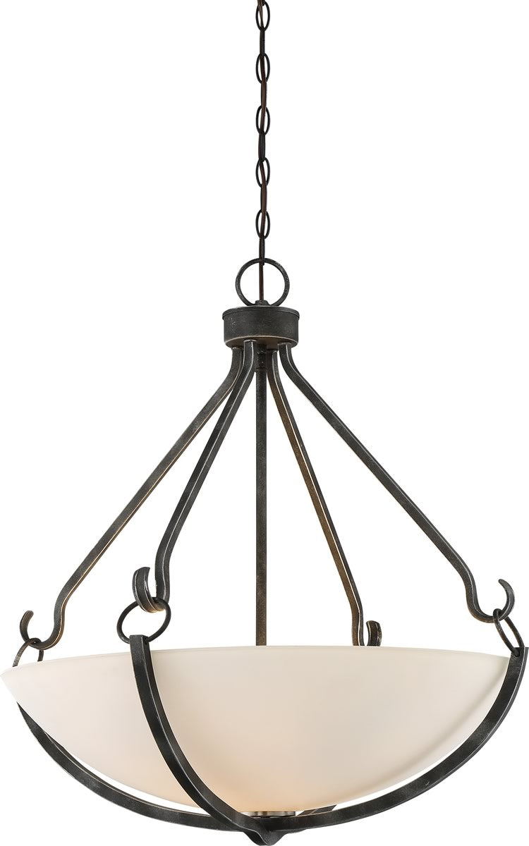 26"W Sherwood 4-Light Pendant Iron Black / Brushed Nickel Accents