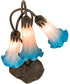 16" High Pink/Blue Tiffany Pond Lily 3 Light Accent Lamp