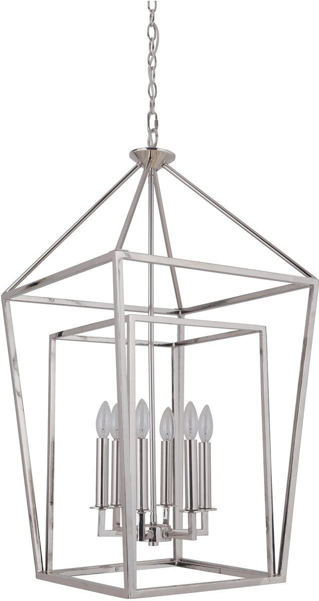 19"W Hudson 6-Light Foyer Light Polished Nickel