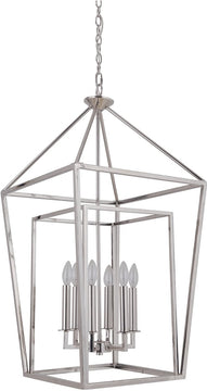 19"W Hudson 6-Light Foyer Light Polished Nickel