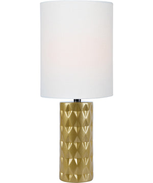 Delta 1-Light Mini Table Lamp Gold Ceramichrome/ White Linen Shade