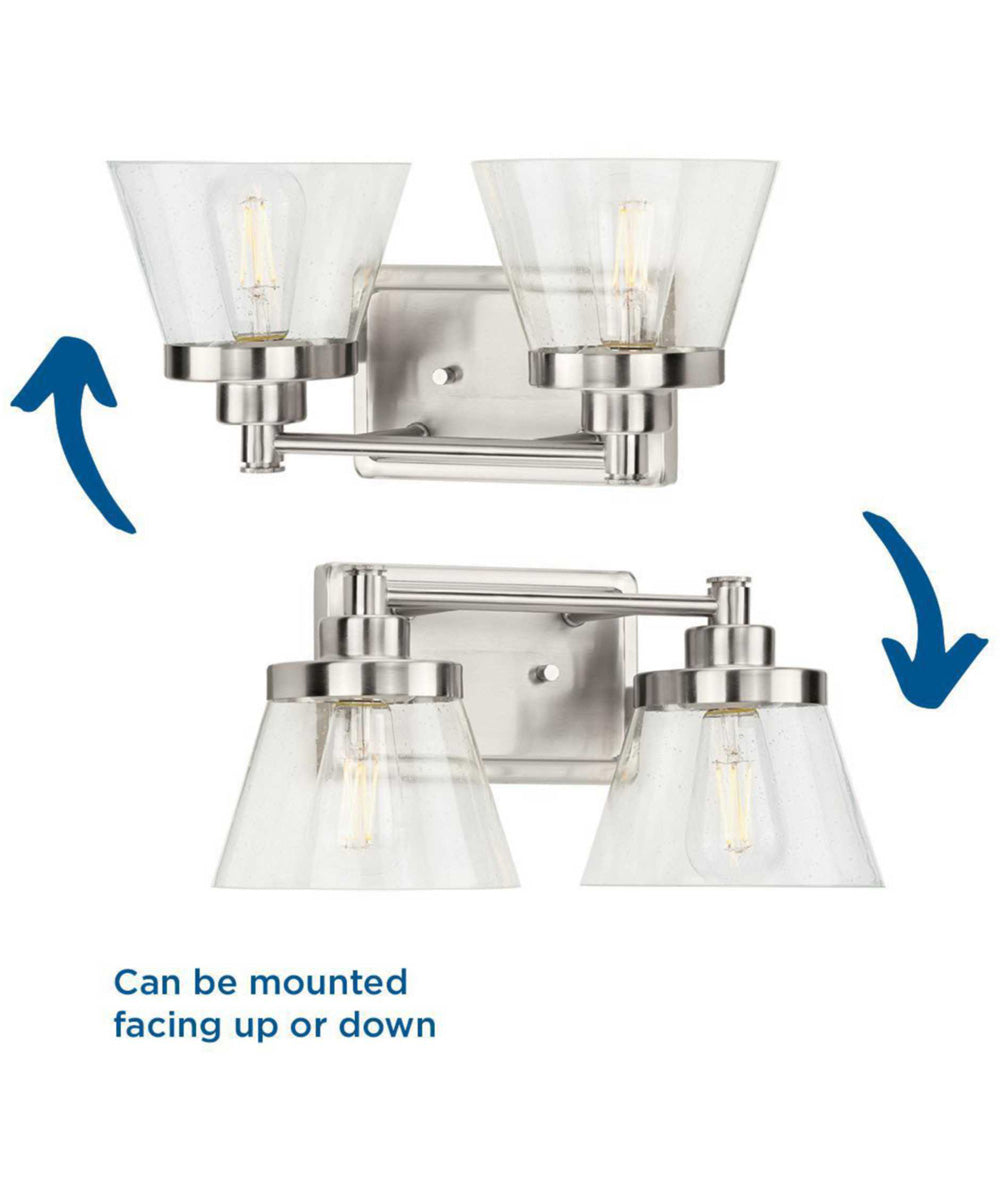 Hinton 2-Light Clear Seeded Glass Farmhouse Bath Vanity Light Brushed Nickel