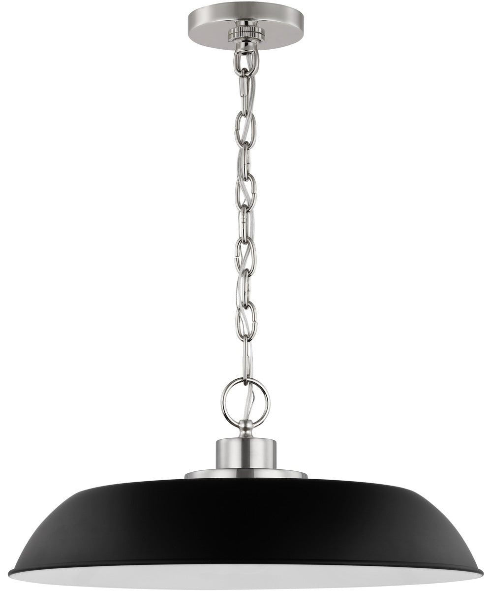 Colony 1-Light Pendant Matte Black / Polished Nickel