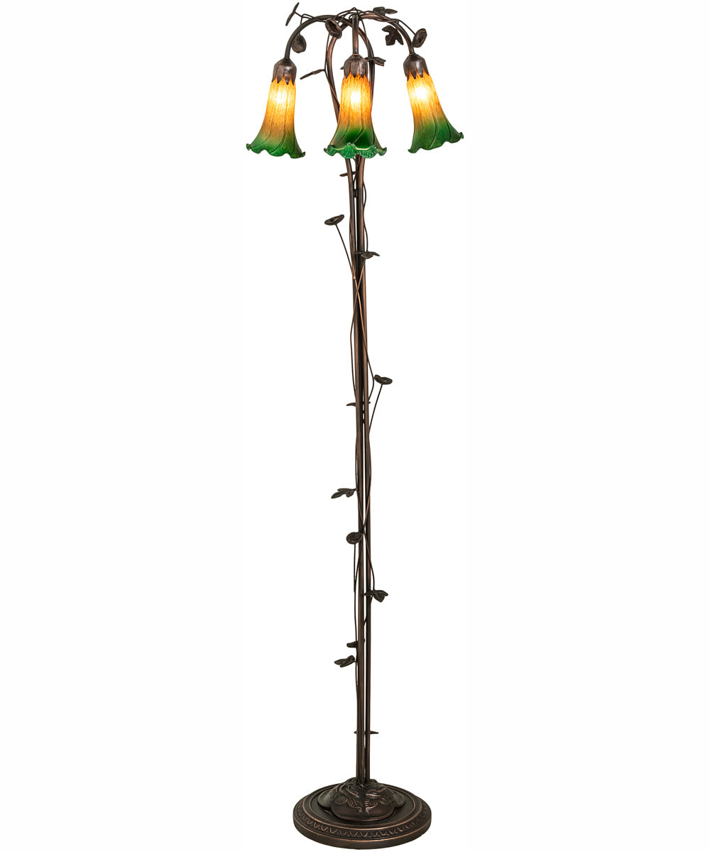 58" High Amber/Green 3 Light Floor Lamp