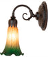 5.5" Wide Amber/Green Tiffany Pond Lily Wall Sconce