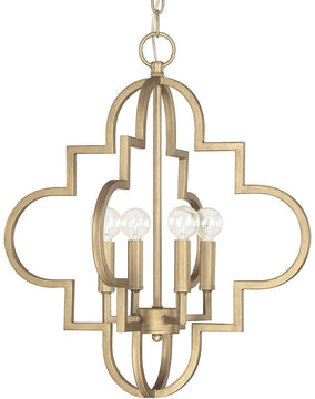18"W Ellis 4-Light Pendant Brushed Gold
