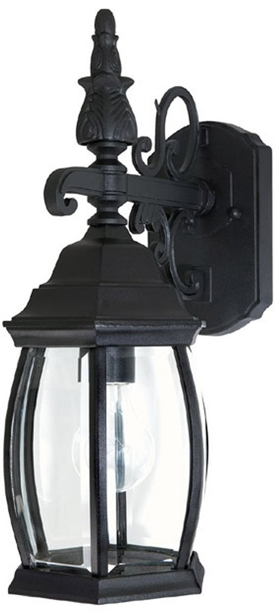 16"H French County 1-Light Wall Mount Outdoor Lantern Black