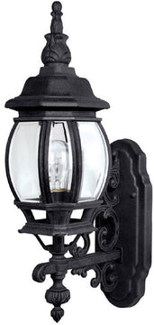 22"H French Country 1-Light Wall Mount Outdoor Lantern Rain or Shine - Black