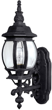 22"H French County 1-Light Wall Mount Outdoor Lantern Black