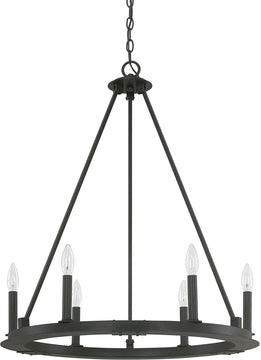 26"W Pearson 6-Light Chandelier Black Iron