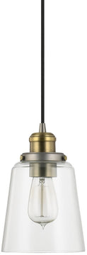 6"W Pendants 1-Light Mini-Pendant Graphite With Aged Brass