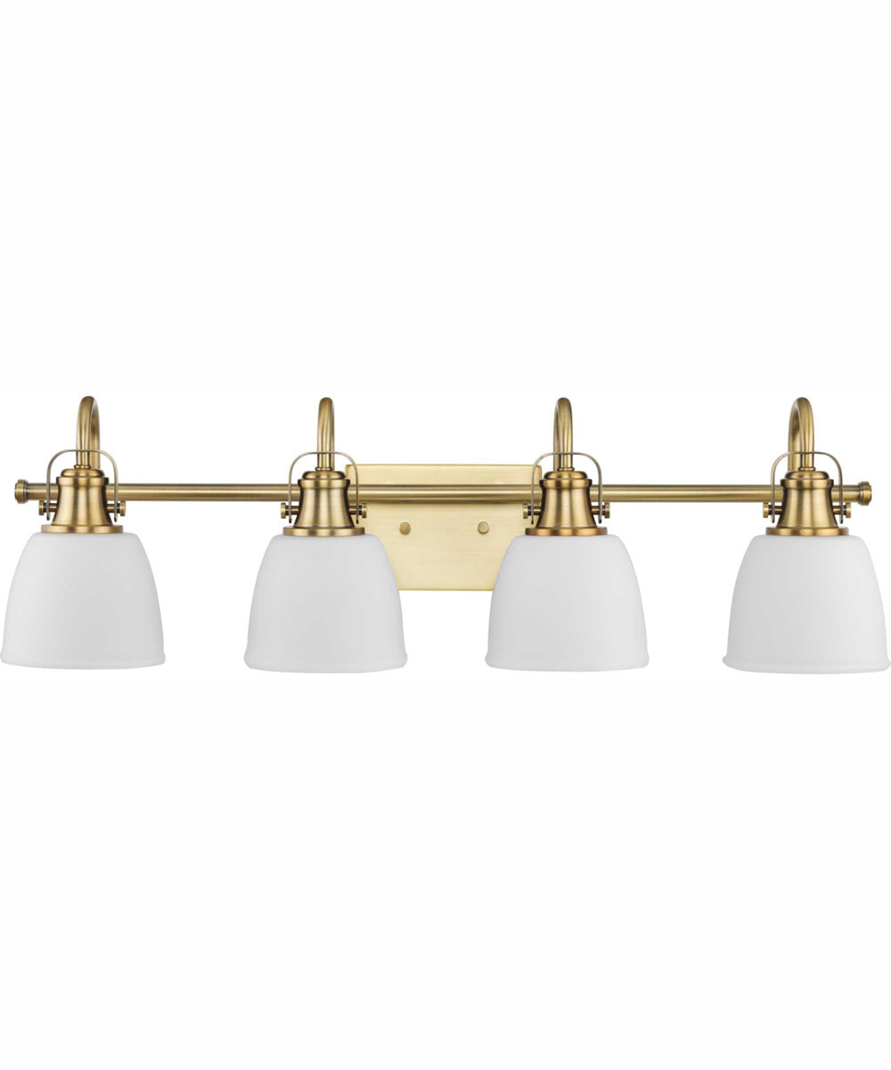 Preston 4-Light Coastal Bath Vanity Light Vintage Brass
