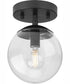 Atwell 1-Light Mid-Century Modern Semi-Flush Mount Matte Black
