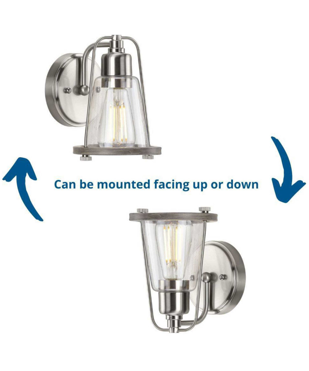 Conway 1-Light Clear Seeded Farmhouse Style Bath Vanity Wall Light Brushed Nickel