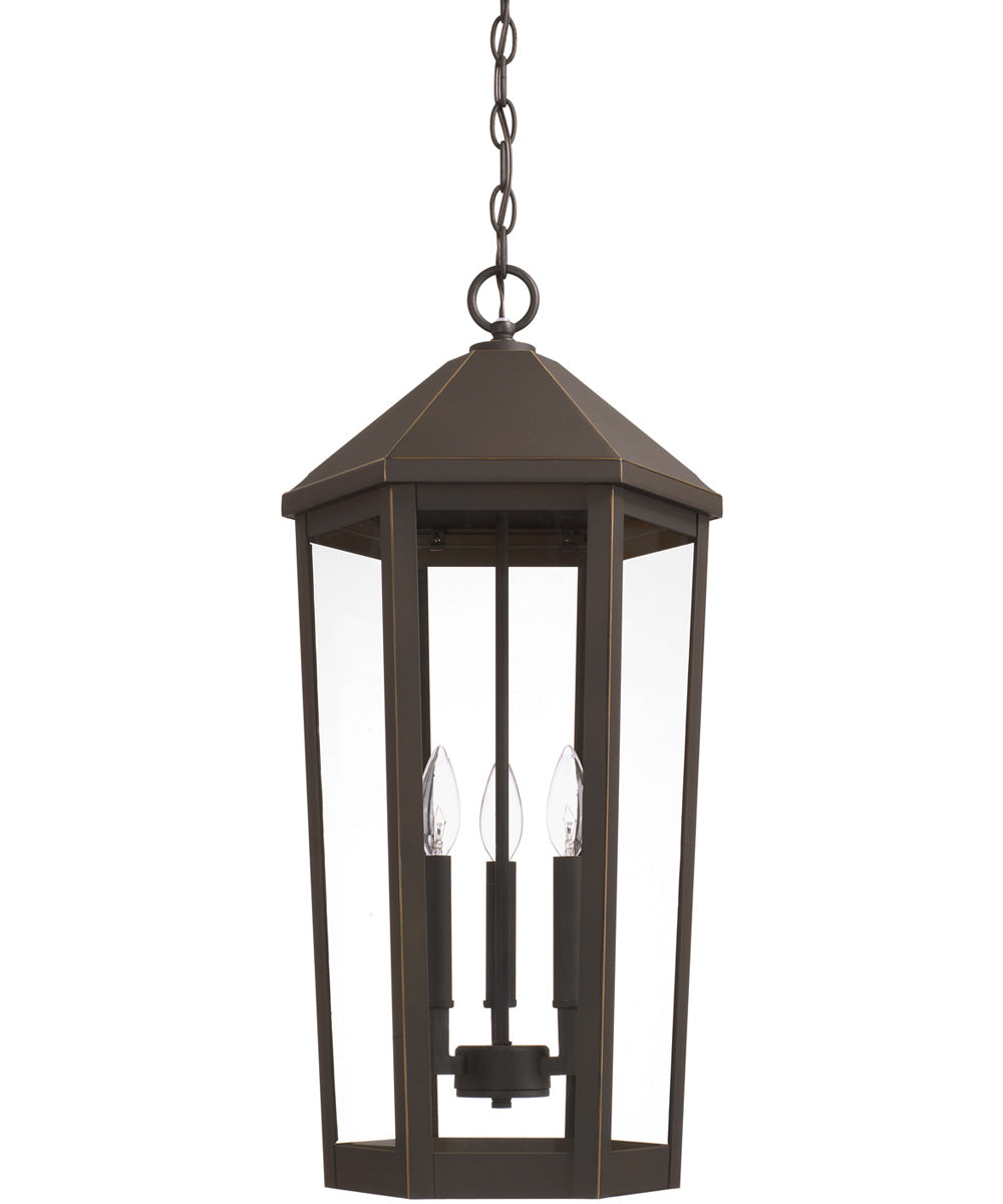 Ellsworth 3-Light Outdoor Hanging Rain or Shine - Oiled Bronze with Clear Glass
