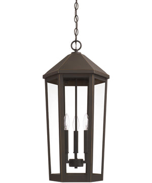 Ellsworth 3-Light Outdoor Hanging Rain or Shine - Oiled Bronze with Clear Glass