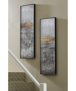 47"H Aniyah Wall Art Set of 2 Black/Gold/White
