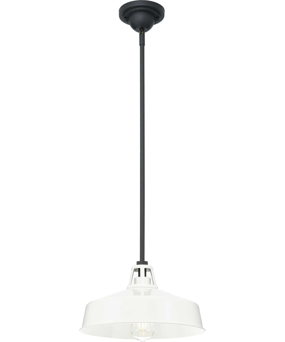 Cedar Springs  1-Light Textured Black Metal Shade Farmhouse Outdoor Hanging Light White