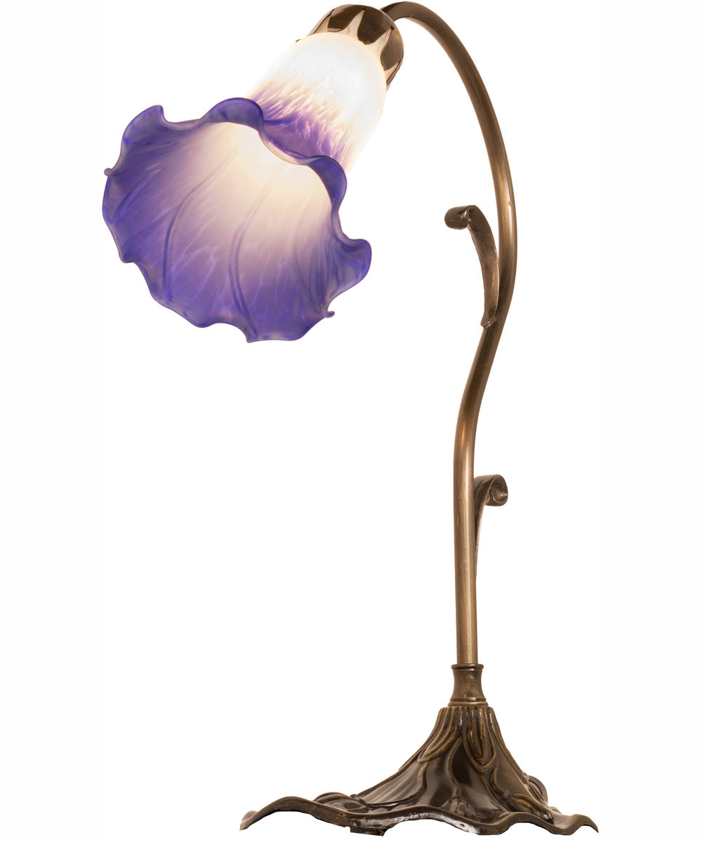 15" High Blue/White Tiffany Pond Lily Accent Lamp