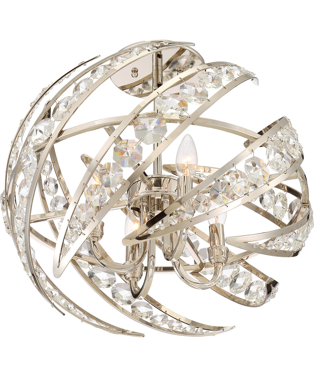 Crescent 4-light Semi Flush Mount Polished Nickel