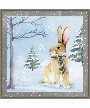 Framed Snow Bunny by Art Nd Canvas Wall Art Print (30  W x 30  H), Sylvie Greywash Frame