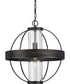 Terrace  1-Light Clear Seeded Glass Global Outdoor Hanging Light Matte Black