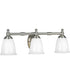 Victorian 3-Light White Opal Glass Farmhouse Bath Vanity Light Brushed Nickel