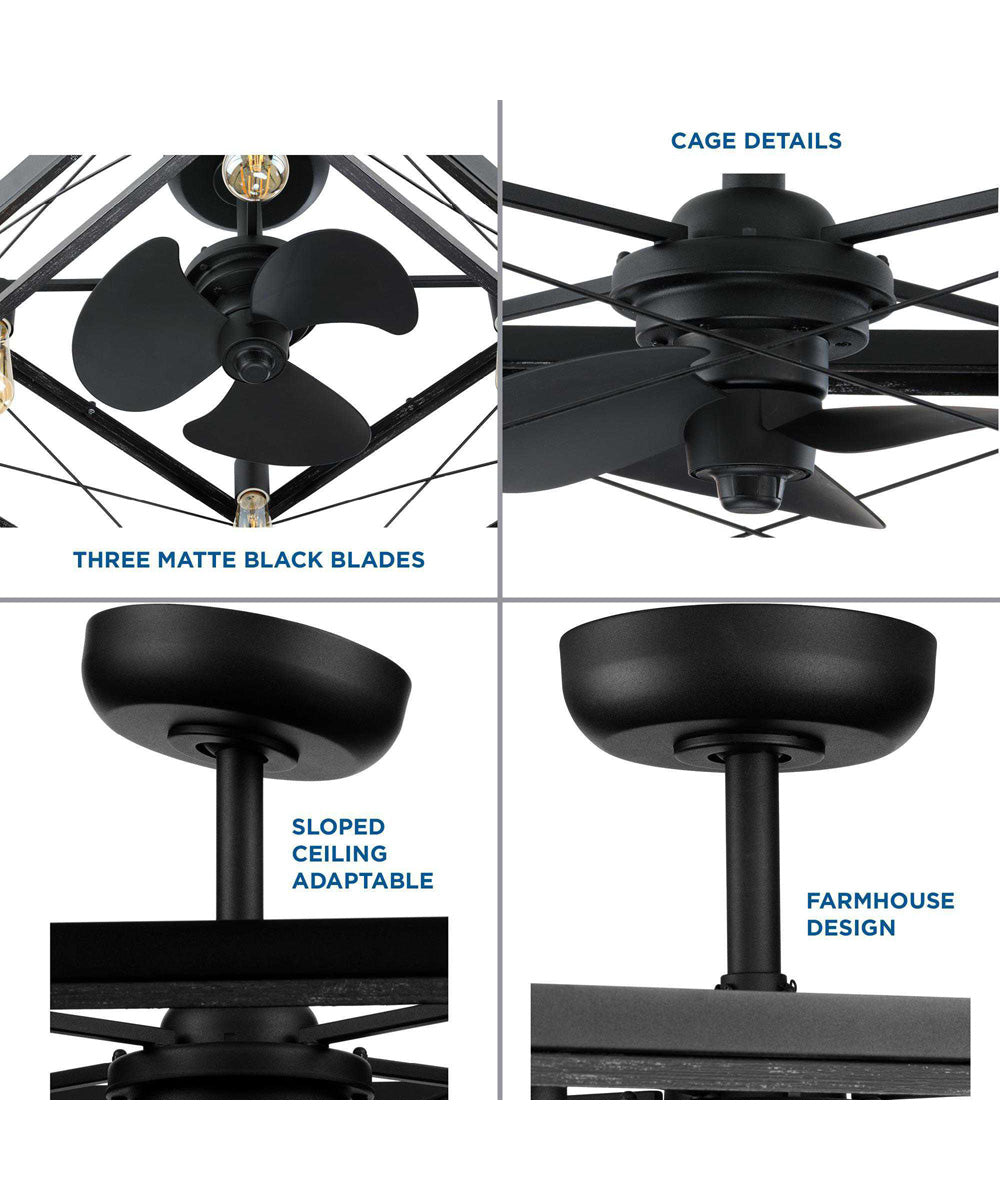 Briarwood 22-Inch 3-Blade  Farmhouse Fandelier  Matte Black