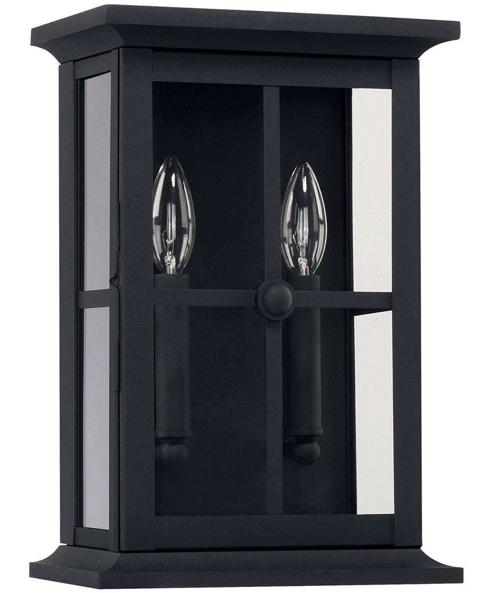Mansell 2-Light Outdoor Wall Mount Rain or Shine - Black with Clear Glass