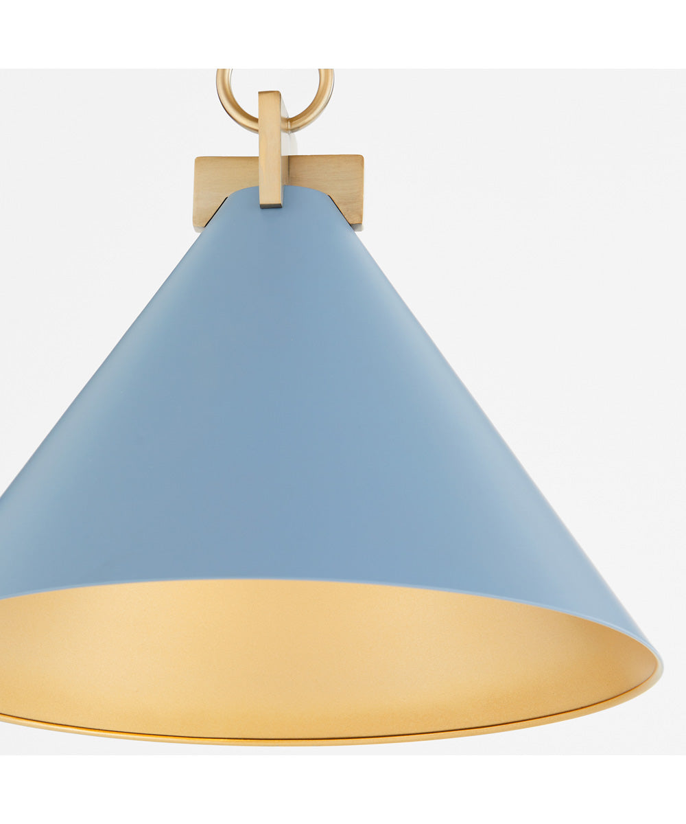1-light Pendant Blue w/ Aged Brass