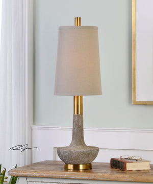 31"H Volongo Stone Ivory Buffet Lamp